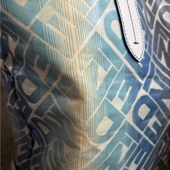 !!SOLD!! FENDI Calfskin Canvas Basket Sea Medium Tote White Blue - Picture 9 of 16